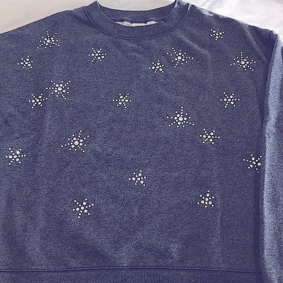 Gap Crystal Embellished Pullover Gray Sweatshirt - Picture 6 of 6